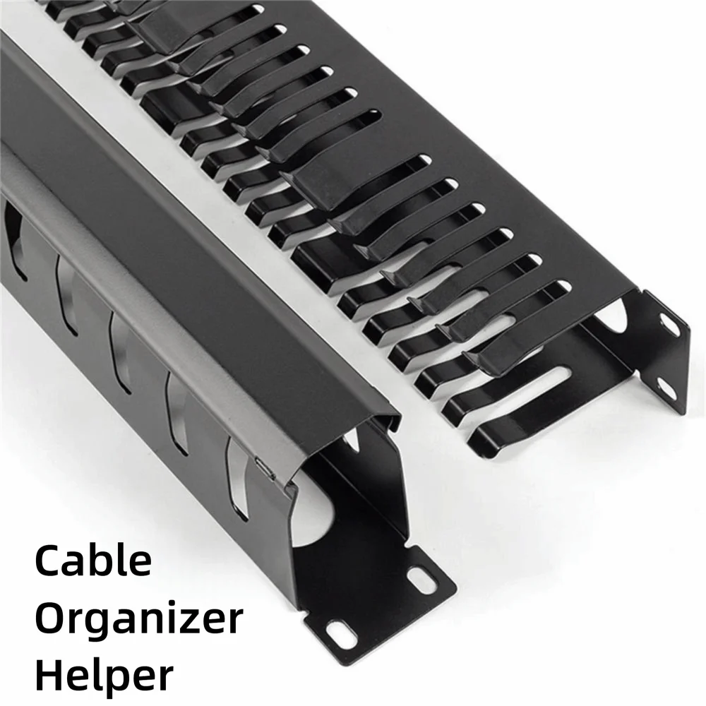 1U Cable Management Horizontal Mount 12/24 Slot 19inch Server Rack Wire Organizer Metal Wiring Duct Internet Cafe Wiring