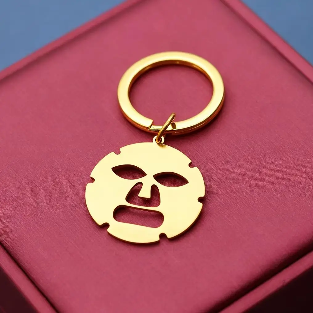 Chandler Stainless Steel Facial Mask Keychain for Car Key Women Men Handbag Pendant Keyrings Novelty DIY Jewelry Gifts