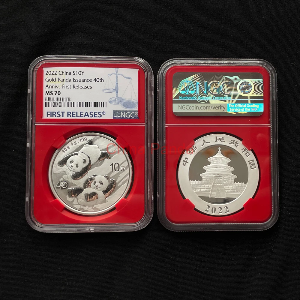 

Китай, 2022 Серебряная Памятная монета панды 30 г Ag.999 10 юаней NGC MS70 UNC