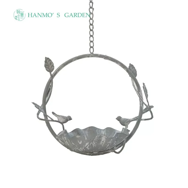 Hanmo's Garden Wrought Iron Hanging Double Bird Vine Pot for Gardening Supplies Seed Bulb Planting Grocery Garden Decor