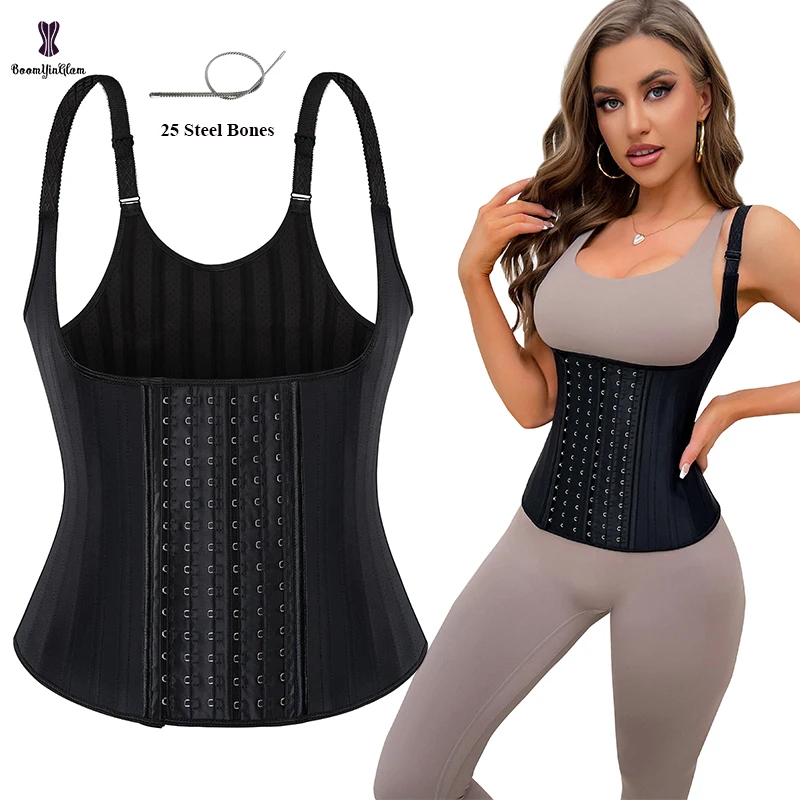 

Modeling Strap Women's Body Shaper 100% Latex Slimming Girdle Vest 25 Spiral Steel Boned Waist Training Corset With 6 Hooks