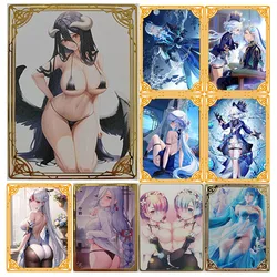 Anime Goddess Story Rem Ram Shenhe Albedo Ganyu Sangonomiya Kokomi Diy Metal Cards Collection Card Toys Christmas Birthday Gifts