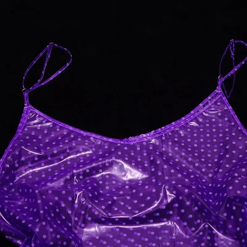 Abdl sexy transparente pvc plástico camisola colete calcinha conjunto macio brilho silencioso regata à prova dwaterproof água casal cuecas eróticas clubwear