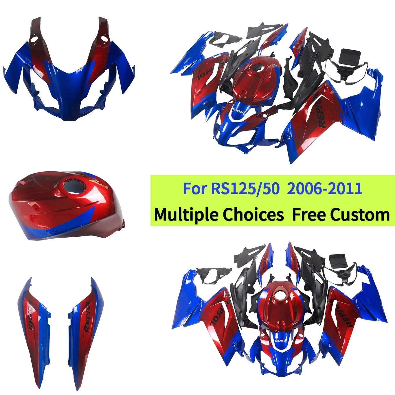 Complete Motorbike Fairing Set For Aprilia RS125 2006-2011 RS 125 06-11 ABS Injection Molded Bodywork Panels