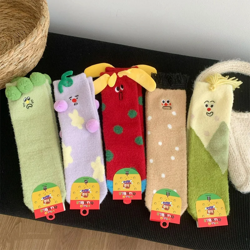 

Носки для сна в форме овощей, австралийские бархатные цветные забавные носки с овощами, теплые и толстые зимние носки, милые носки, новые