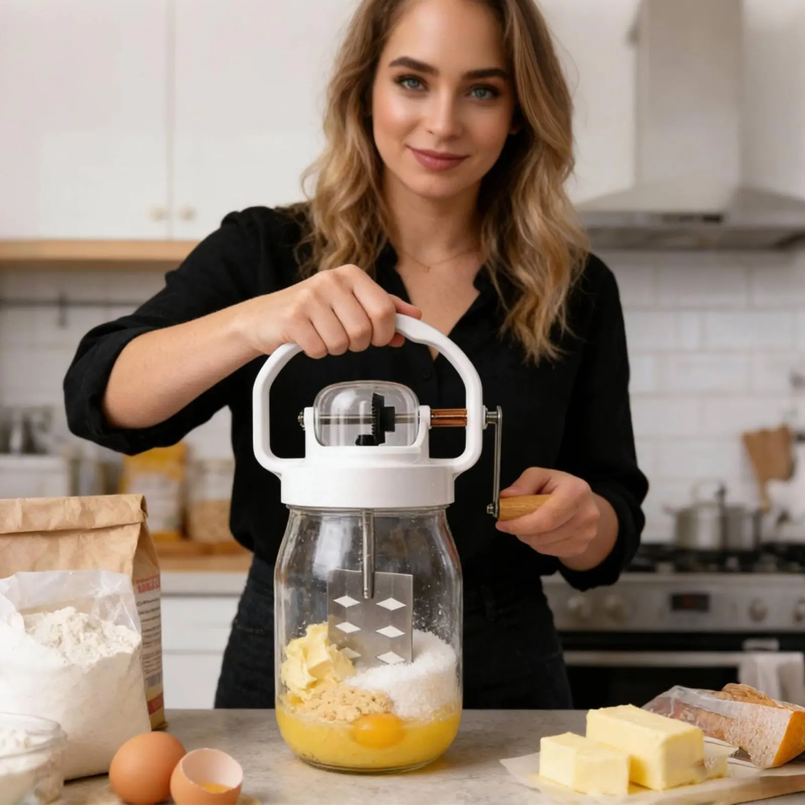Hand Crank Butter Churner Manual Butter Making Mixer Homemade Cream Mixing Tool For Home Restaurant Kitchen Gadget view 6