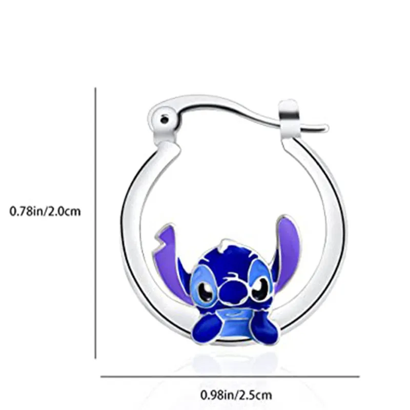 Disney Anime Lilo & Stitch Ear Pendants Kawaii Stitch Metal Earring Delicate Female Jewelry Accessories Woman Girl Gifts