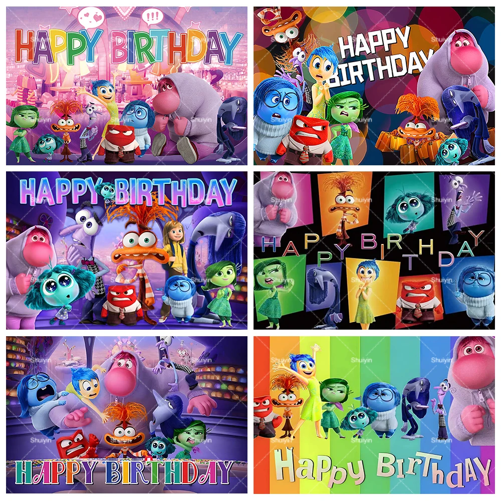 

Inside Out Cartoon Background Kids Birthday Party Favors Decor Photography Backdrop Baby Shower Banner Poster Photo Studio Props