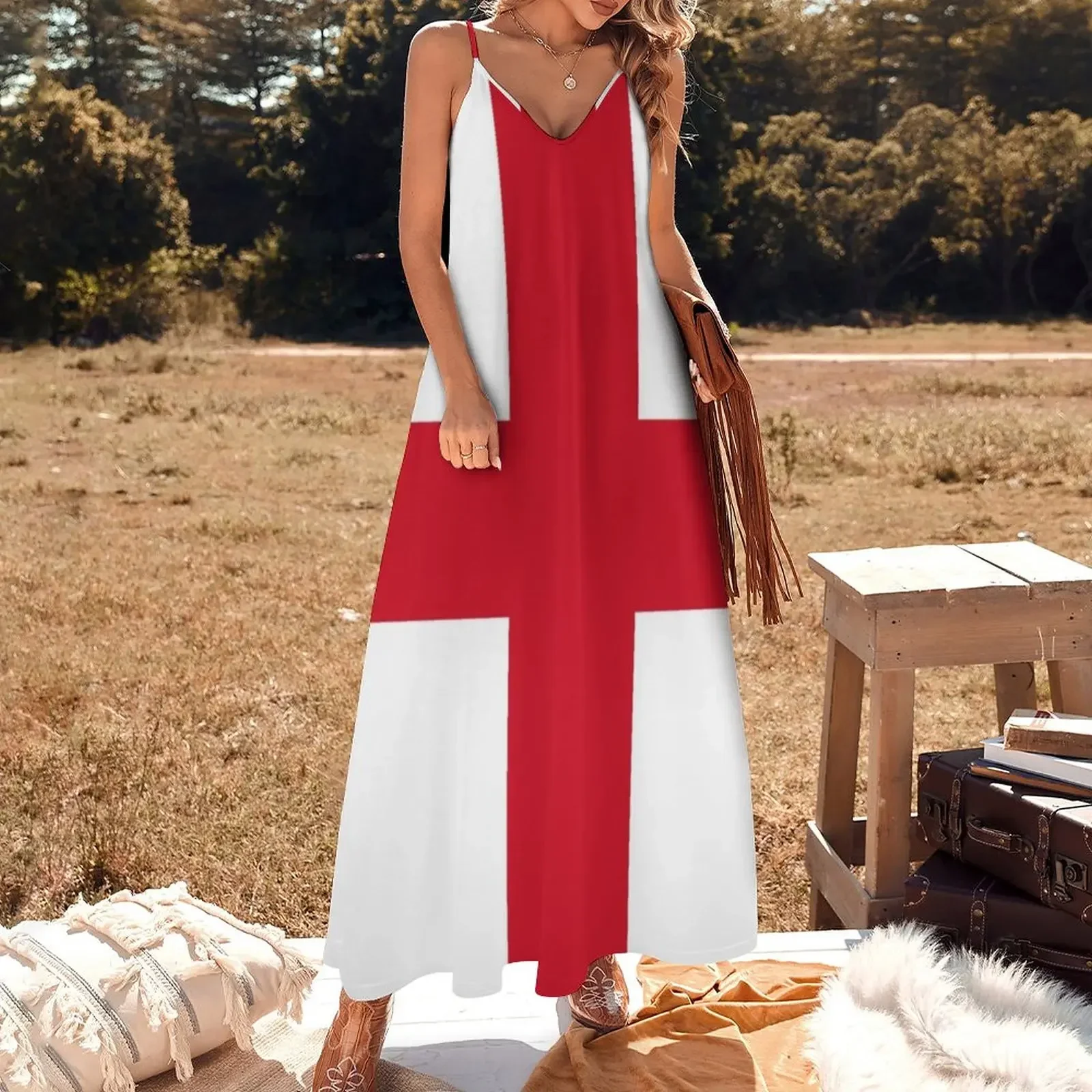 Flag of England - St George's Cross - Football Sport Team Sticker T-Shirt Bedspread Sleeveless Dress evening dresses women Dress