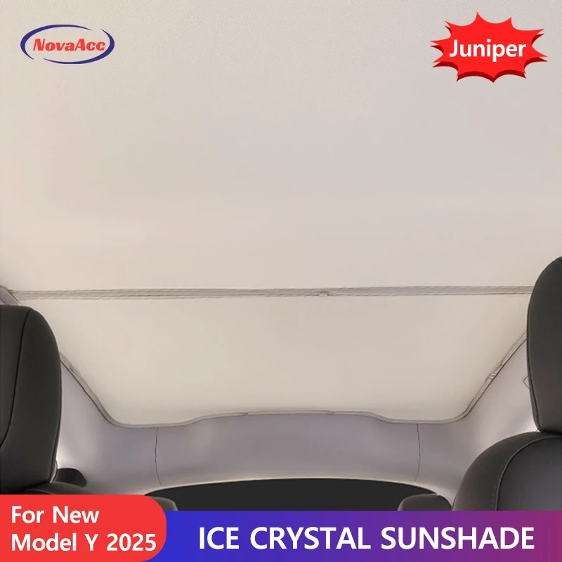 

Ice Crystal Sunshade For Tesla New Model Y 2025 UV Blocking Sunshade Car Roof SunshadeMemory Metal Sunshade Frame Sun Protection