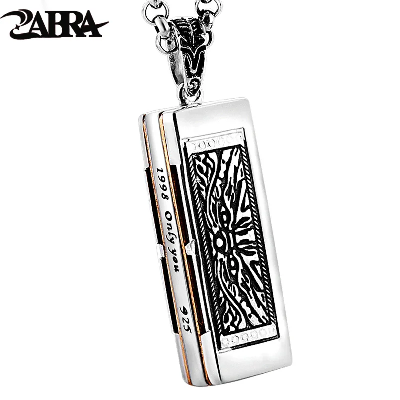 

ZABRA Pure 925 Sterling Silver Harmonica Can Be Sounded Cool Pendant for Women Men Vintage Love Punk Charm Female Silver Jewelry