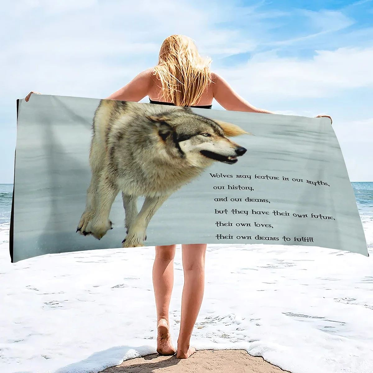 

Wolf Beach Towels Groups of Wolves Wild Animal Design Soft Sand Free Pool Towel for Bathroom Kitchen Yoga Gym Decorative Towels