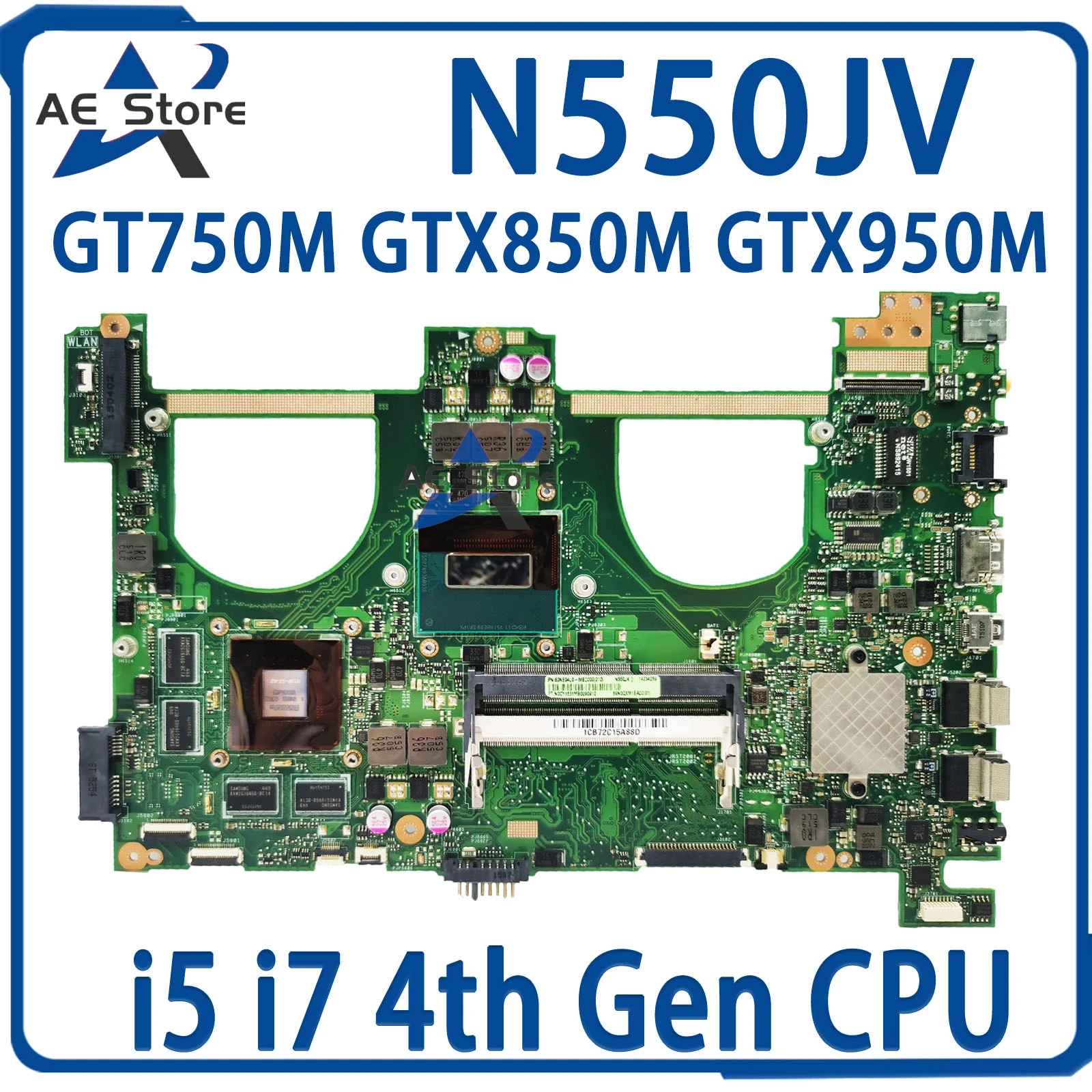 N550J Mainboard For ASUS N550JV N550JK N550JX G550J G550JK G550JX Laptop Motherboard i5 i7 4th GT750M GTX850M GTX950M