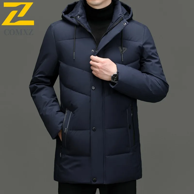 

COMXZ Men Padded Jacket Casual Hooded Commuting Office Thickened Warm Parka Camping Self-cultivation Lightweight Winter Coats