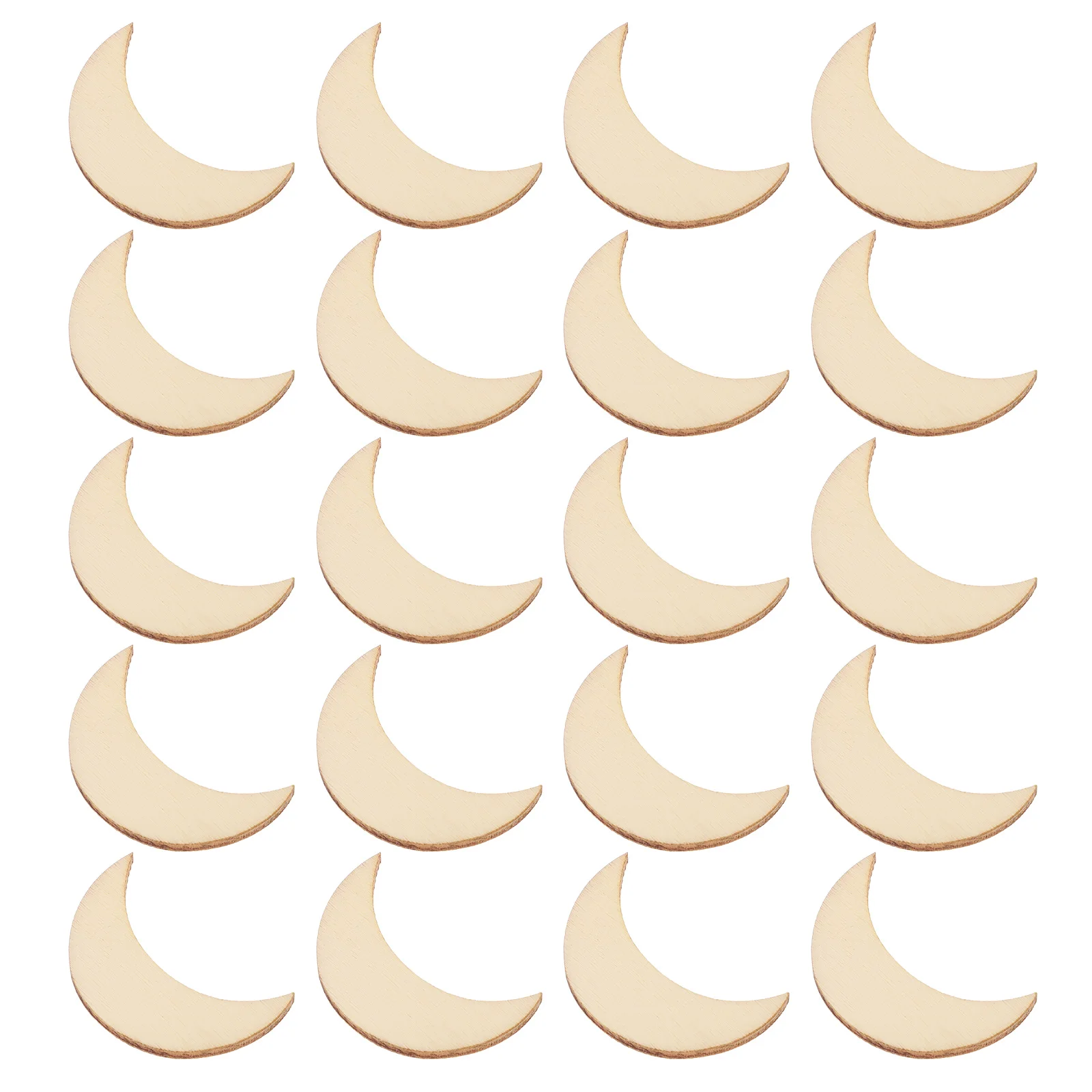 

20 Pcs Blank Ornaments Wooden Moon Chips Wall Decor Hanging Accessories Phases Crescent Unpainted Child