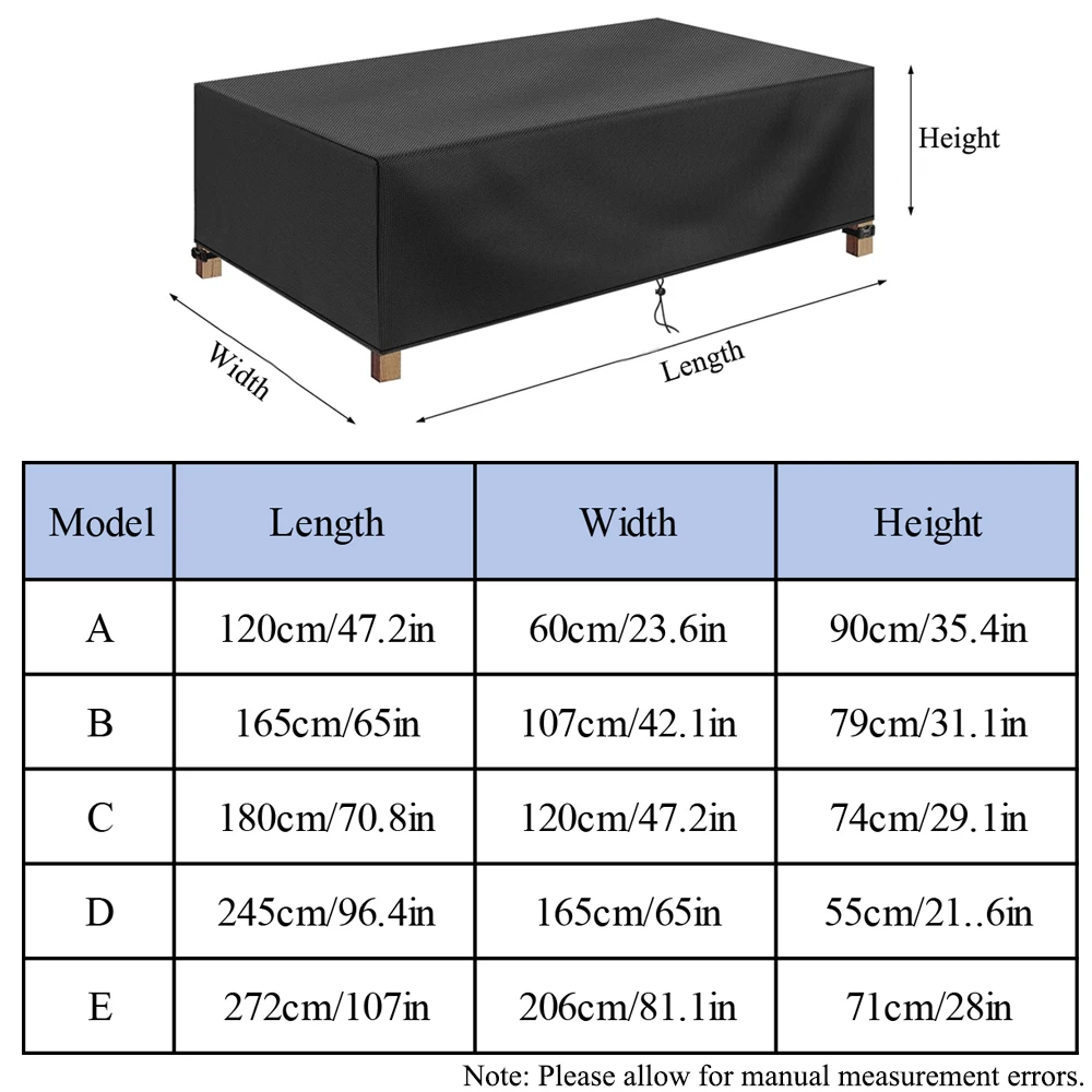 New Garden Furniture Cover Waterproof And Windproof Uv 210D Oxford Cloth Protective Cover For Garden Table 1 Piece