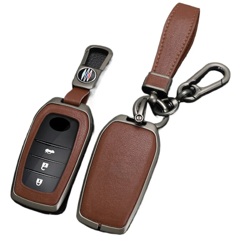 Zinc Alloy Car Key Case Cover Shell Protector Fob Holder for Toyota RAV4 Smart Remote Key Accessories Keybag Keychain