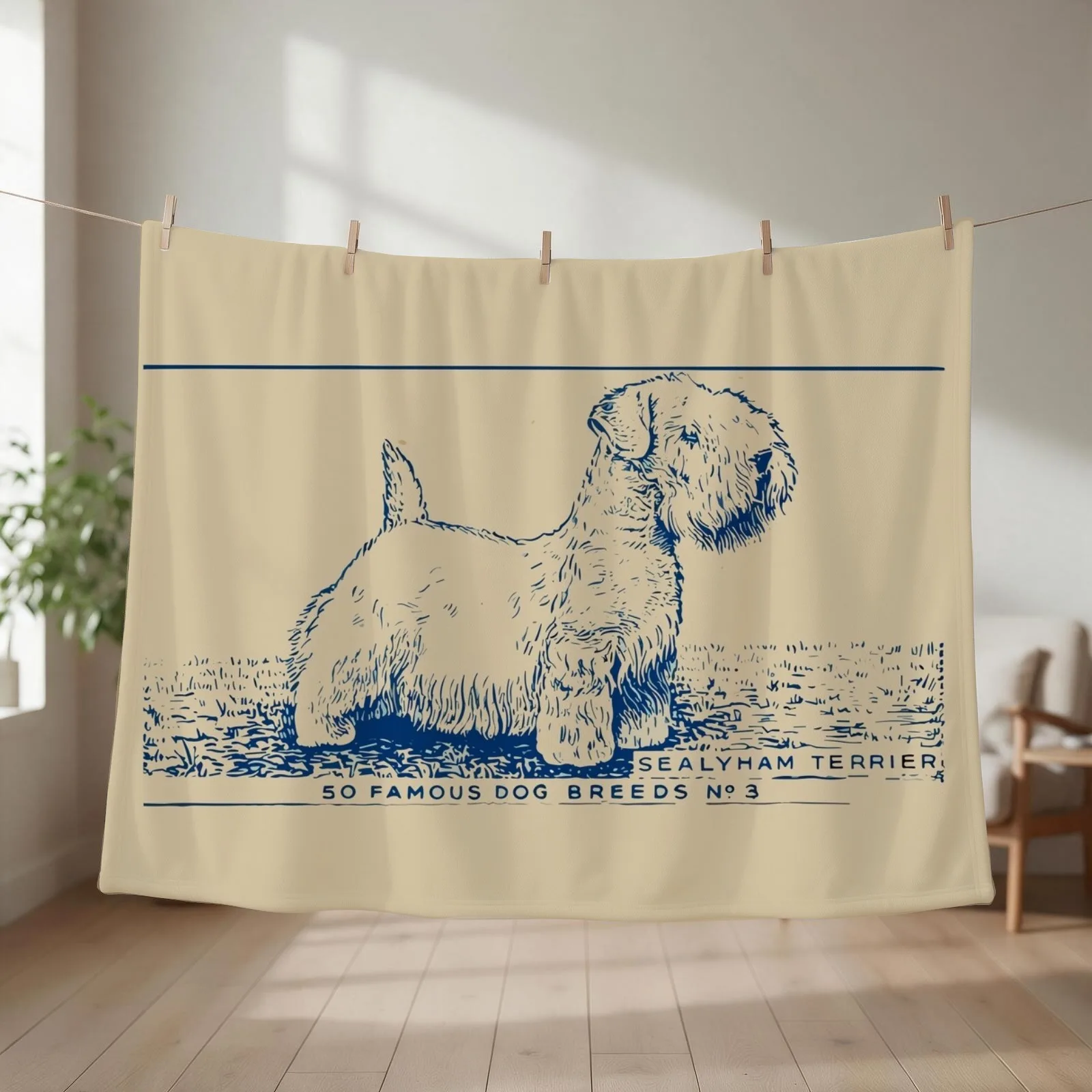 Sealyham Terrier Vintage Art Dog Vintage Poster Art Throw Blanket couch cozy soft plush fuzzy picnic outdoor blanket