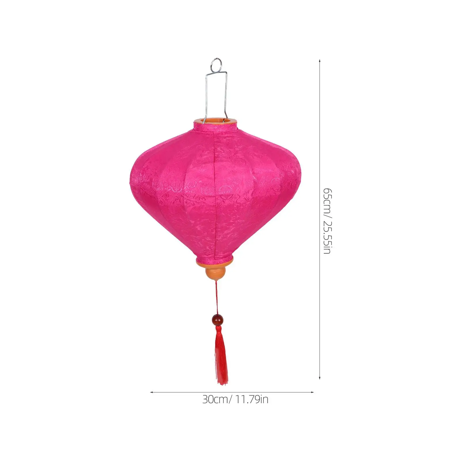 Retro Lanterns Vietnamese Hanging Large Decorative Metal Red Shape Handmade Traditional Cloth Floral Patterns