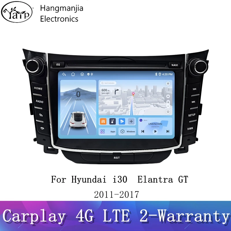 

hangmanjia Android 13 Car Radio For Hyundai i30 Elantra GT 2011-2017 multimedia Player GPS navigation CarPlay Android Auto