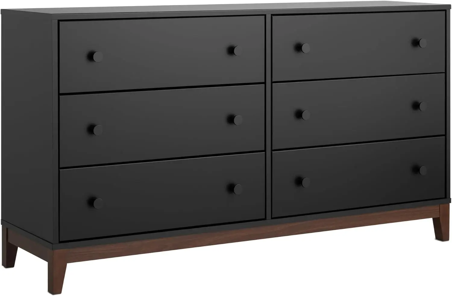 Nordik Dresser, Black & Cherry Dresser For Bedroom, Chest Of Drawers With 6 Drawers, 16