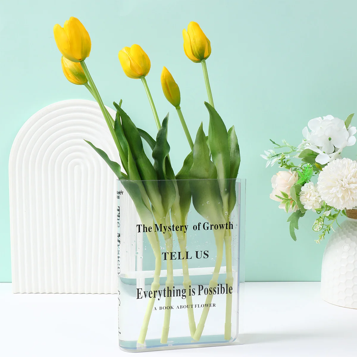 Clear Acrylic Vase Clear Book Shaped Vase Cultural Flavor Decorative Acrylic Vase For Unique Home Bedroom Office Accent Book