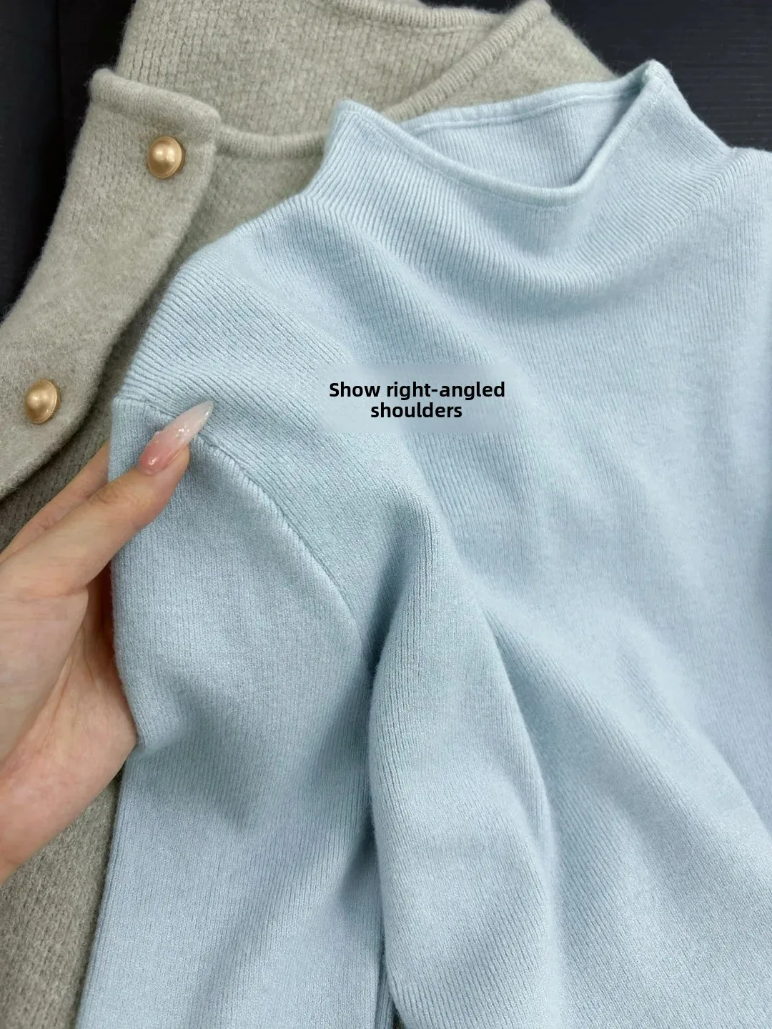 

Korean Sle Soft Fufu Milk Blue f High Ne Knitwear Women's Autumn Winter Small Stand Collar Knitted Base Layer Top