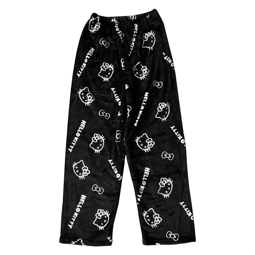 Sanrio Hello Kitty Pajama Pants Cartoon Home Warm Home Pajama Pants Walk Pants Cartoon Anime Children's Gift Christmas Gift