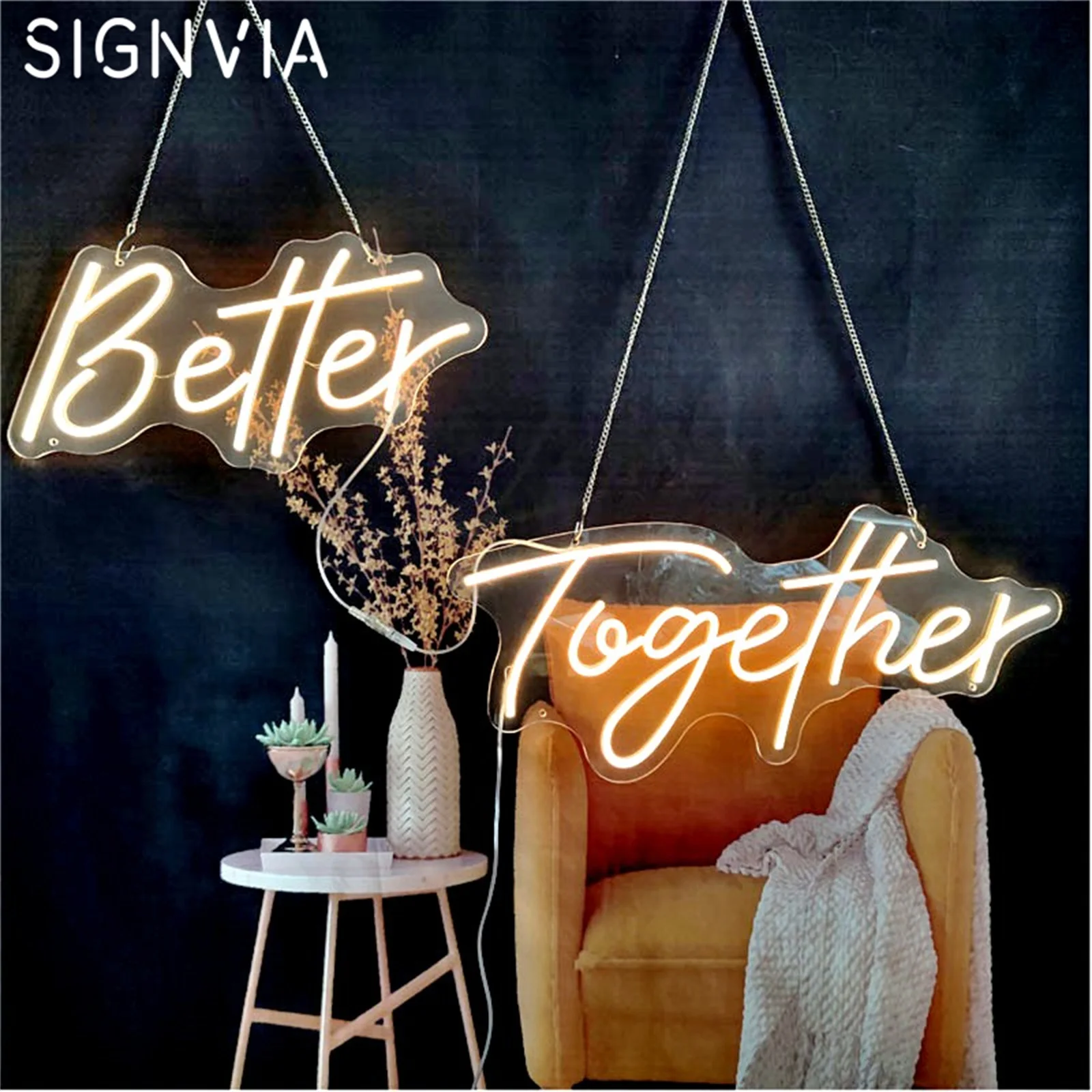 Better Together Neon Sign LED Light Home Art Wedding Bar Bedroom Aesthetic Room Birthday Party Club Bedroom Wall Decorate Gifts