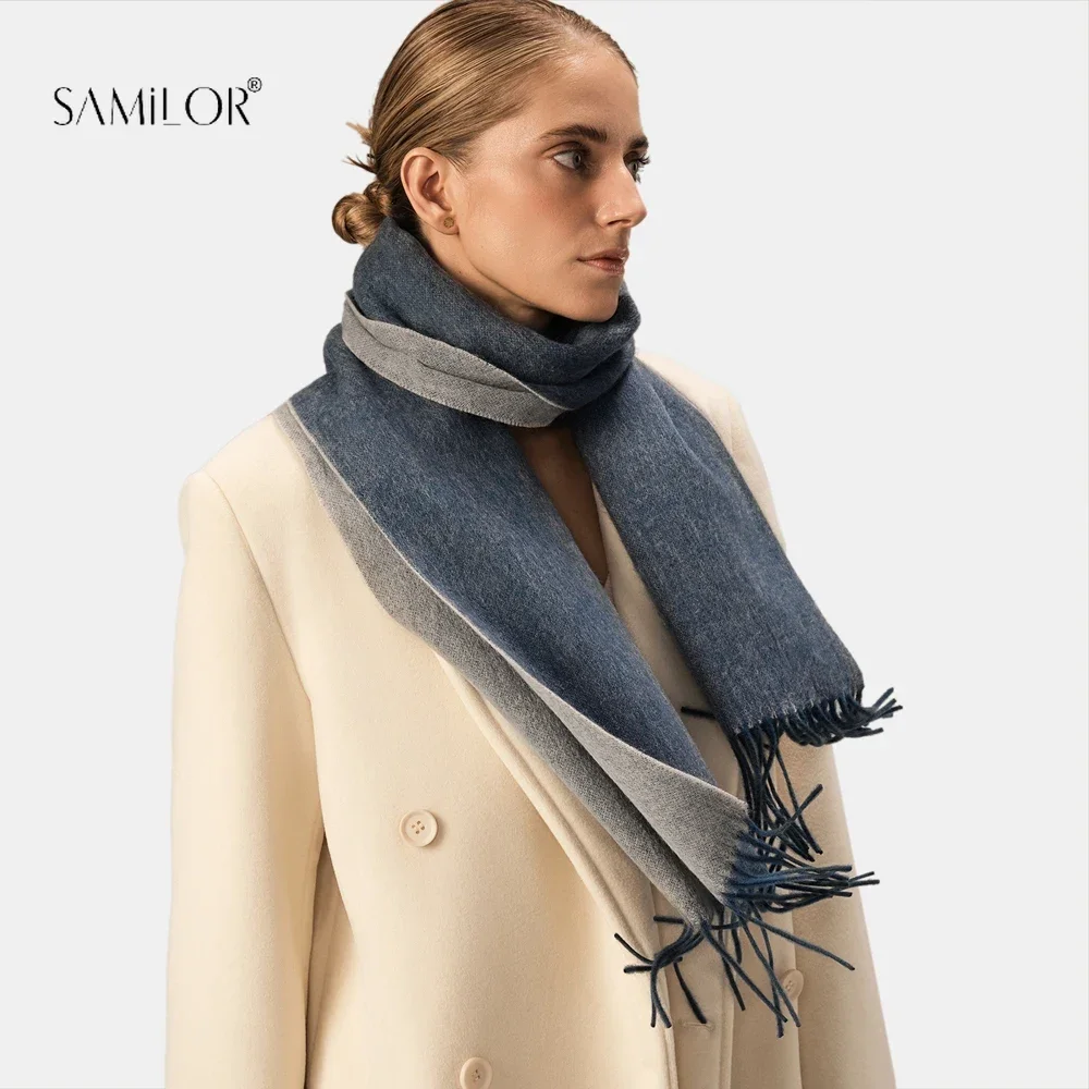 100% Wool Scarf Women Luxury Brand Pashmina Unisex Solid Color Warm Autumn Winter Thick Real Soft Long Cashmere Scarves