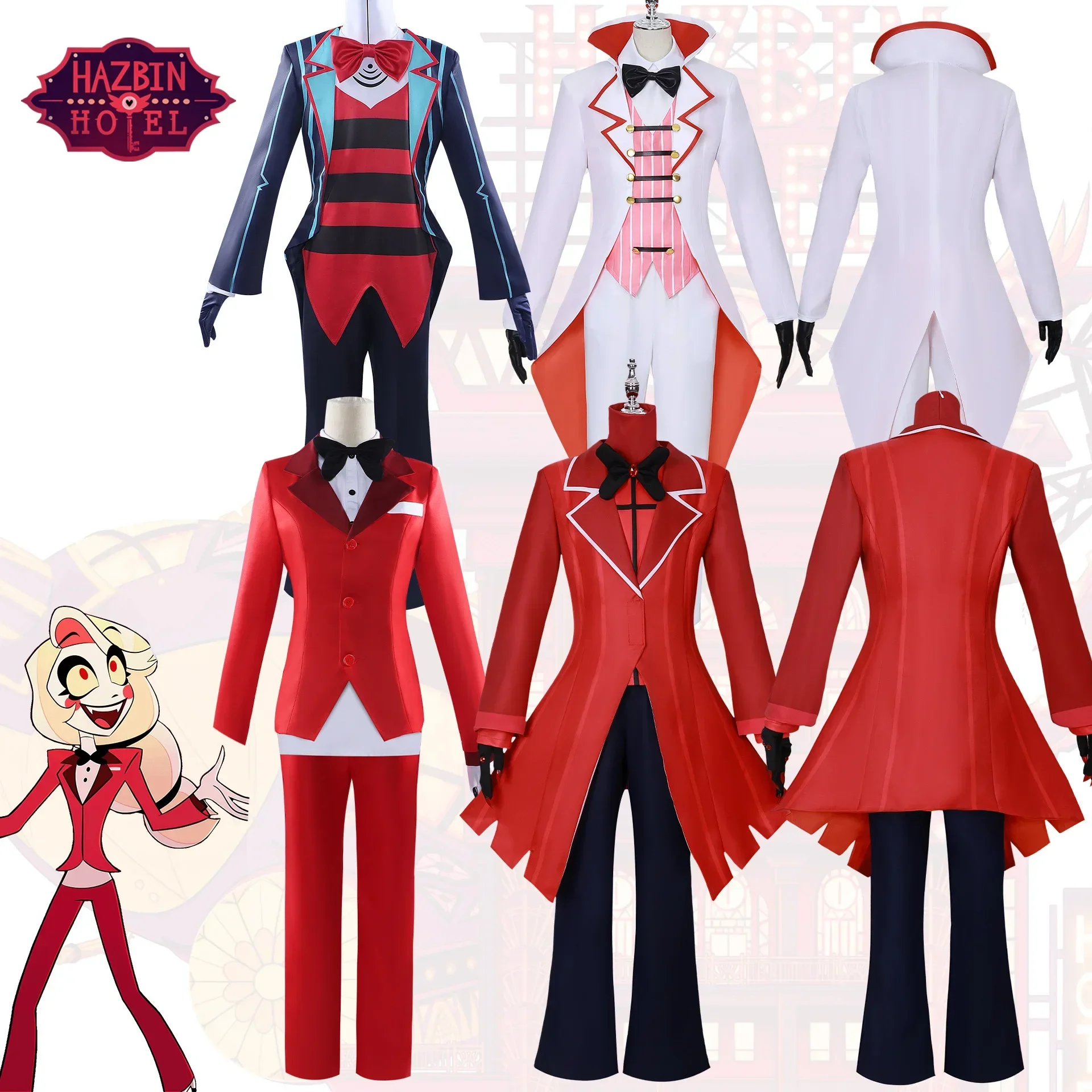 Hazbin Cosplay Hotel Charlie Morningstar Lucifer Vox  Cosplay Costume Uniform Full Set Uniform Outfits Angel Halloween Alastor