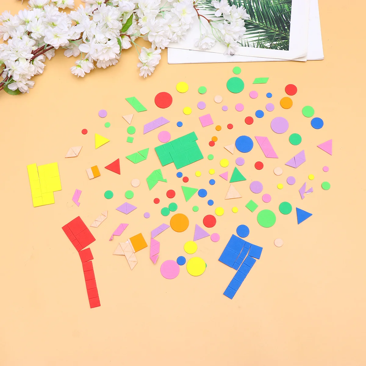 

1000Pcs Geometric Eva Stickers Creative Self-Adhesive Decorative DIY Classroom Wall Decor Craft Supplies for