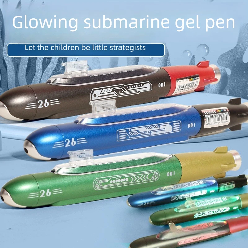 Cool Military Neutral Pen With Light Luminous Submarine 98k Gun Missile Shaped Pen Creative Stationery Gift for School Students
