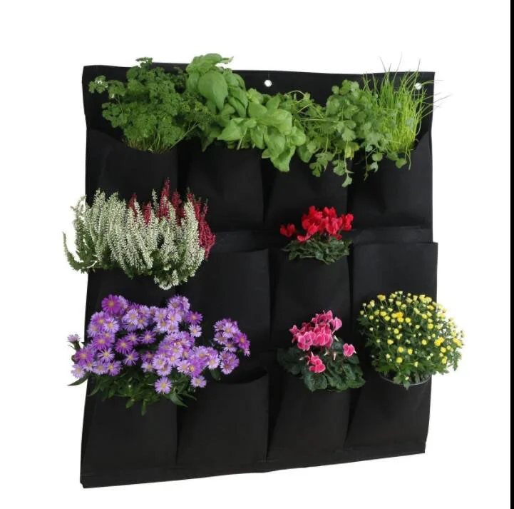 Pocket Vertical garden plant Grow wall bags planter flower fabric pot indoor Hanging black tools home fabric Planting F1