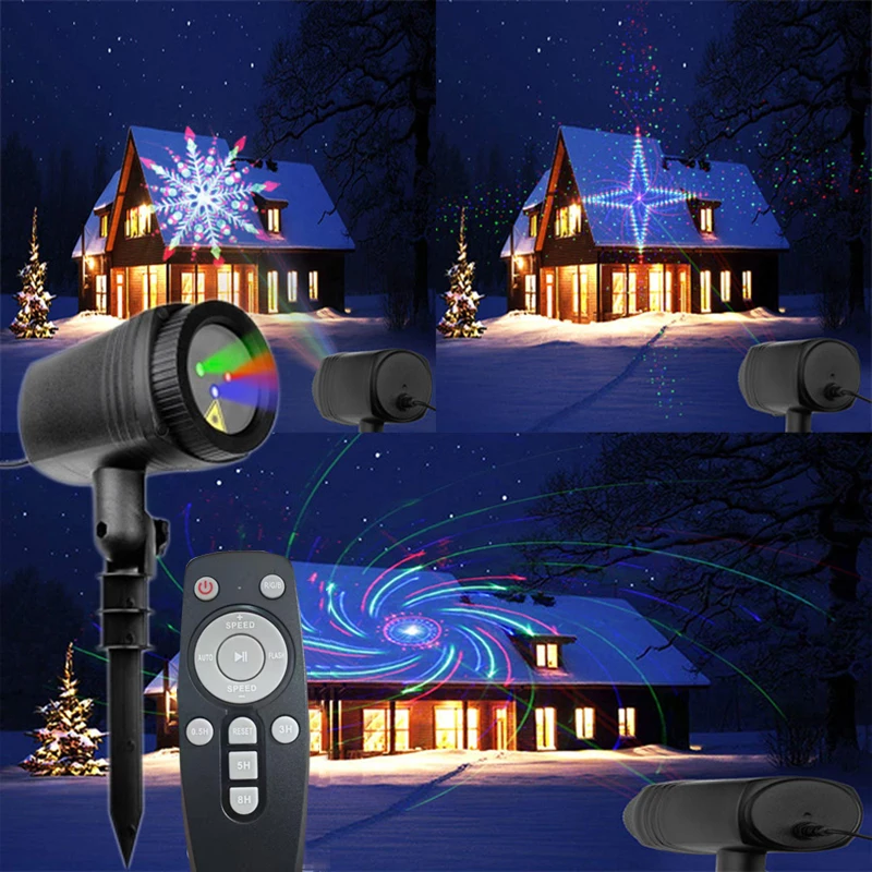 20 Patterns Courtyard Projection Lights RGB Christmas Lights Indoor Lamp with Remote Control for Party Garden Landscape Decor