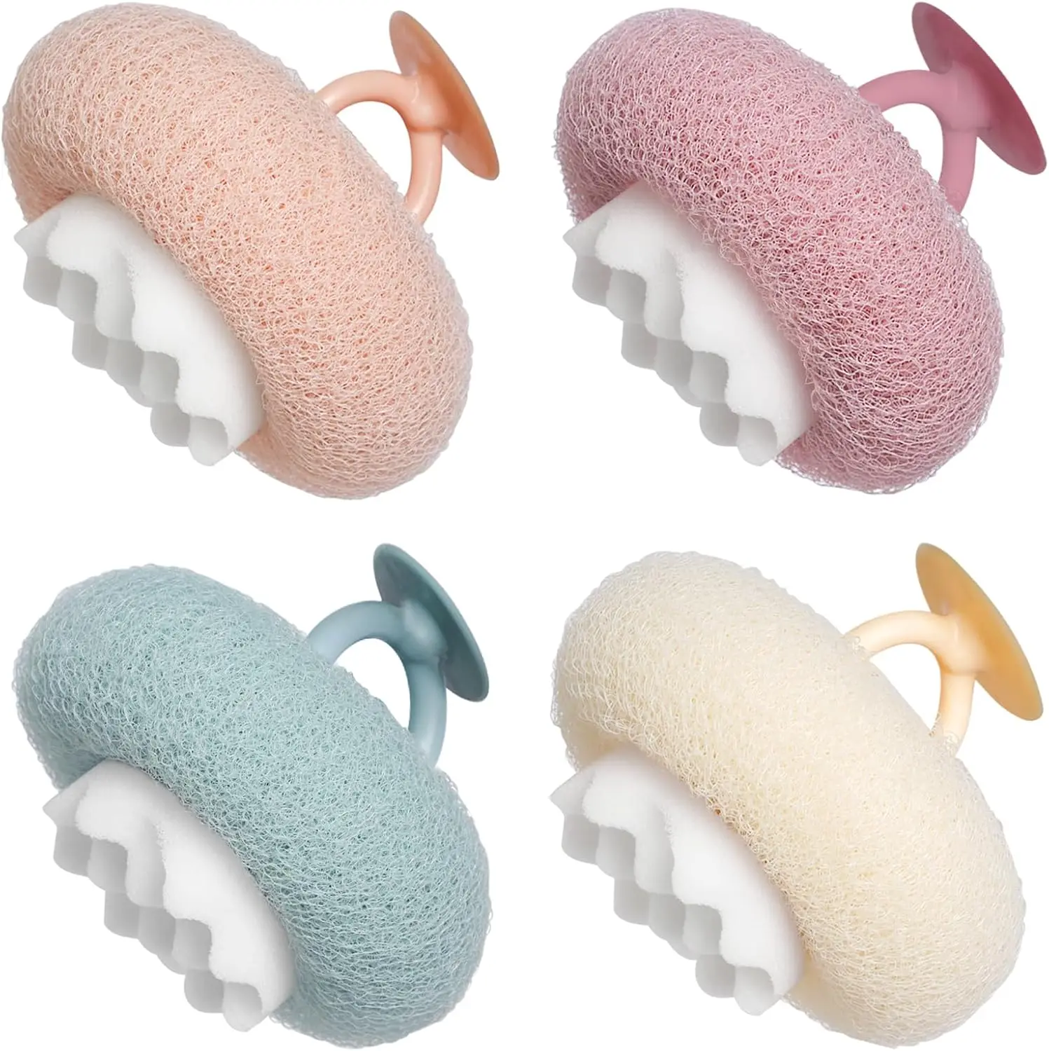 

2026 Upgraded 2-in-1 Sunflower Bath Sponge with Suction Cup, Super Soft Exfoliating Mesh Shower Ball for Women Men (4 Colors)