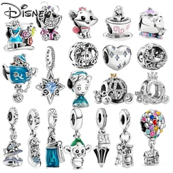 Disney Little Mermaid Princess 925 Silver Charms Hat Tea Cup Pendant Alice Beads Fit Original Bracelet Diy Charm For Women Gifts