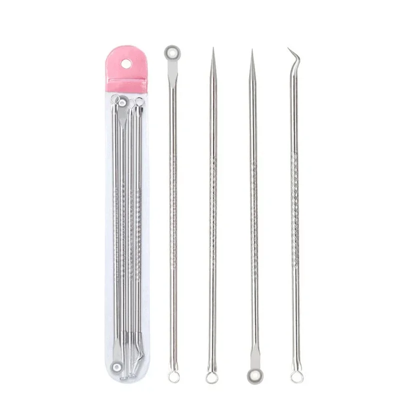 4pcs/Set Spot Pimple Blemish Remover Pore Cleanser Needle Black Skin Care Acne Blackhead Comedone Women Beauty Acne Treatment