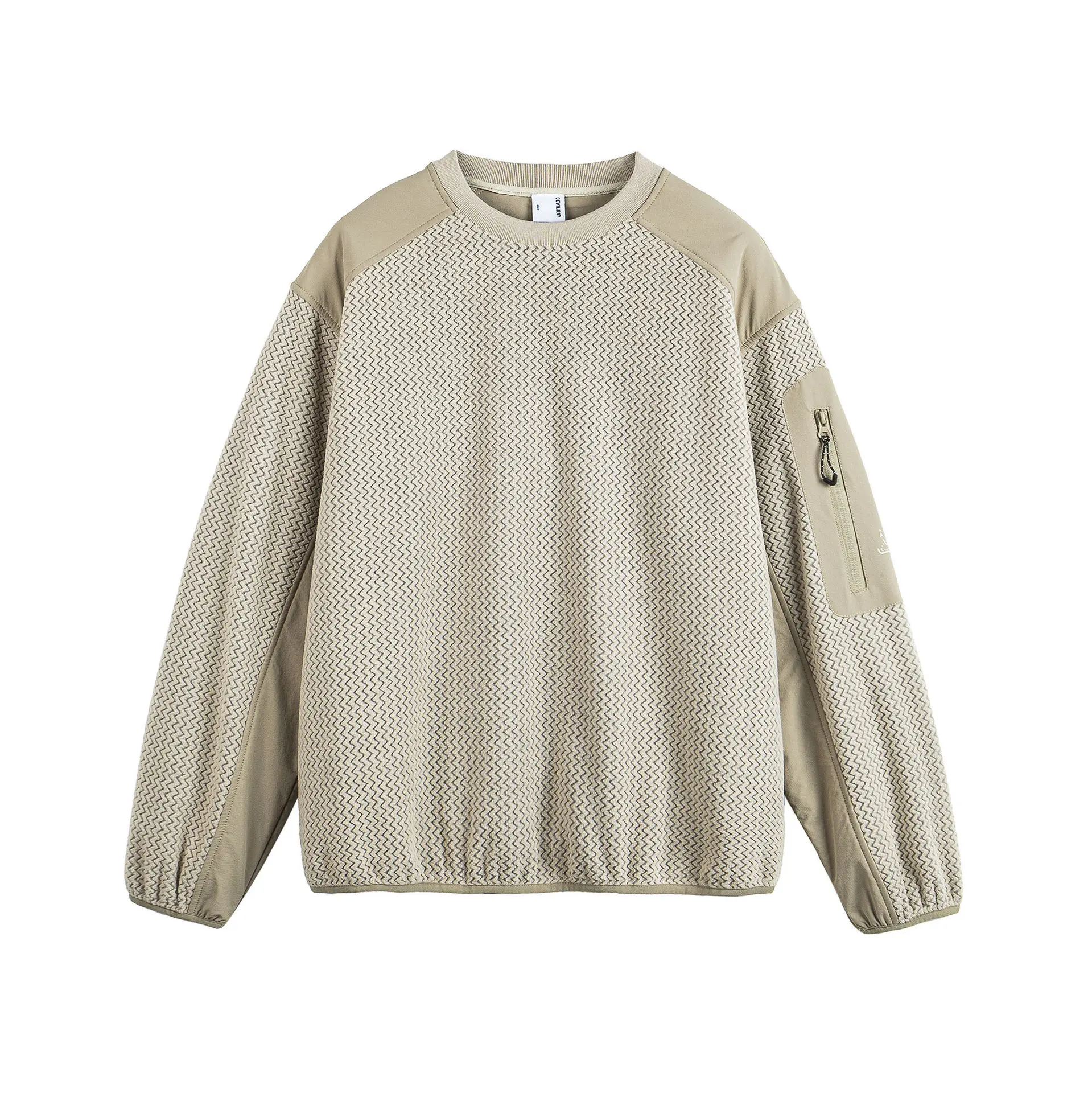 

New Arrival Unisex Japanese Vintage Sweatshirt Color Block Paneled Wave Pattern Fleece Casual Couples Pullover Autumn Winter