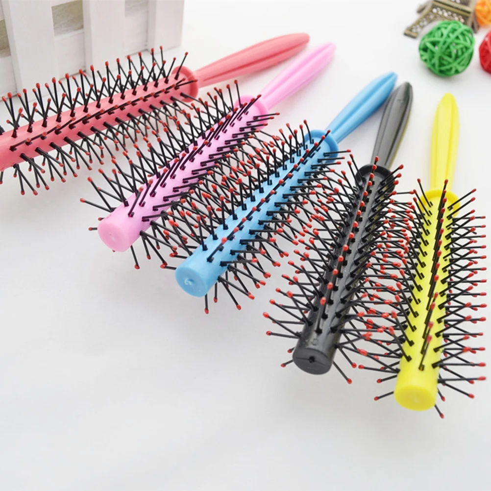 

Plastic Rolling For Curly Hair Styling Round Bristles Smooth Detangling Brush Heat Resistant Durable Gift Women Curly Hair