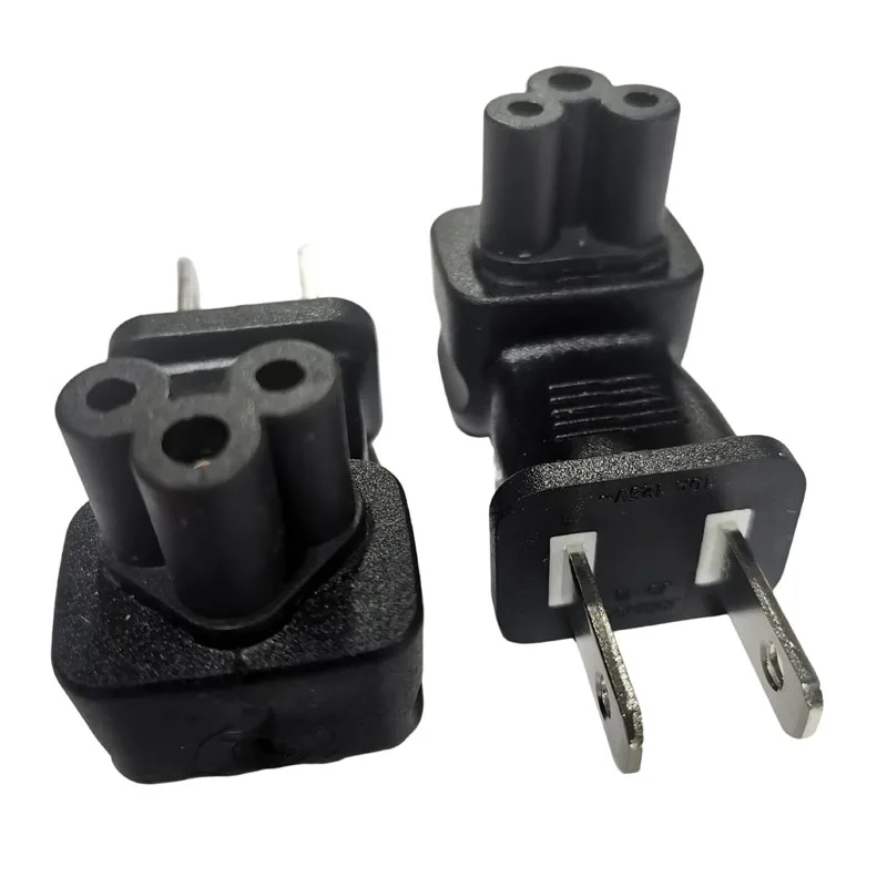 Black Right Angle US to IEC320 C5 Power Converter American China 2 Pin to C5 Receptacle clover leaf Female Power Adapter Plug