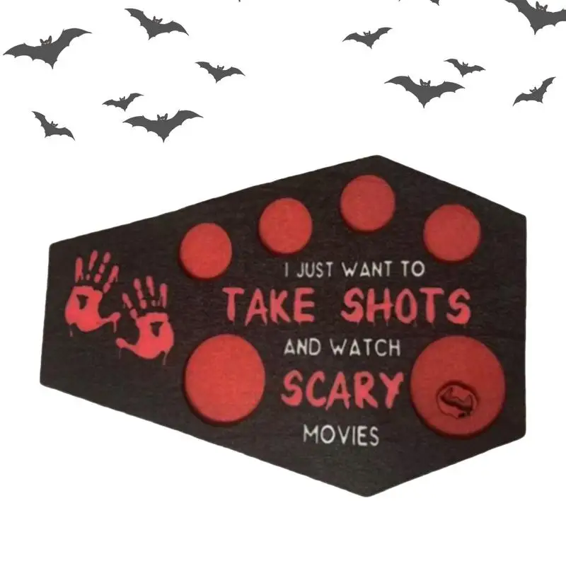 

Halloween Serving Tray Wine Shot Glass Serving Board Coffin-shaped Halloween Holder Tray Horror Serving Tray Halloween Shot