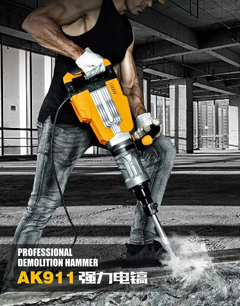 AK911 Electric Demolition Jack Hammer Concrete Breaker Puncher  HEX30 Chisel Breaker Hammer Drill