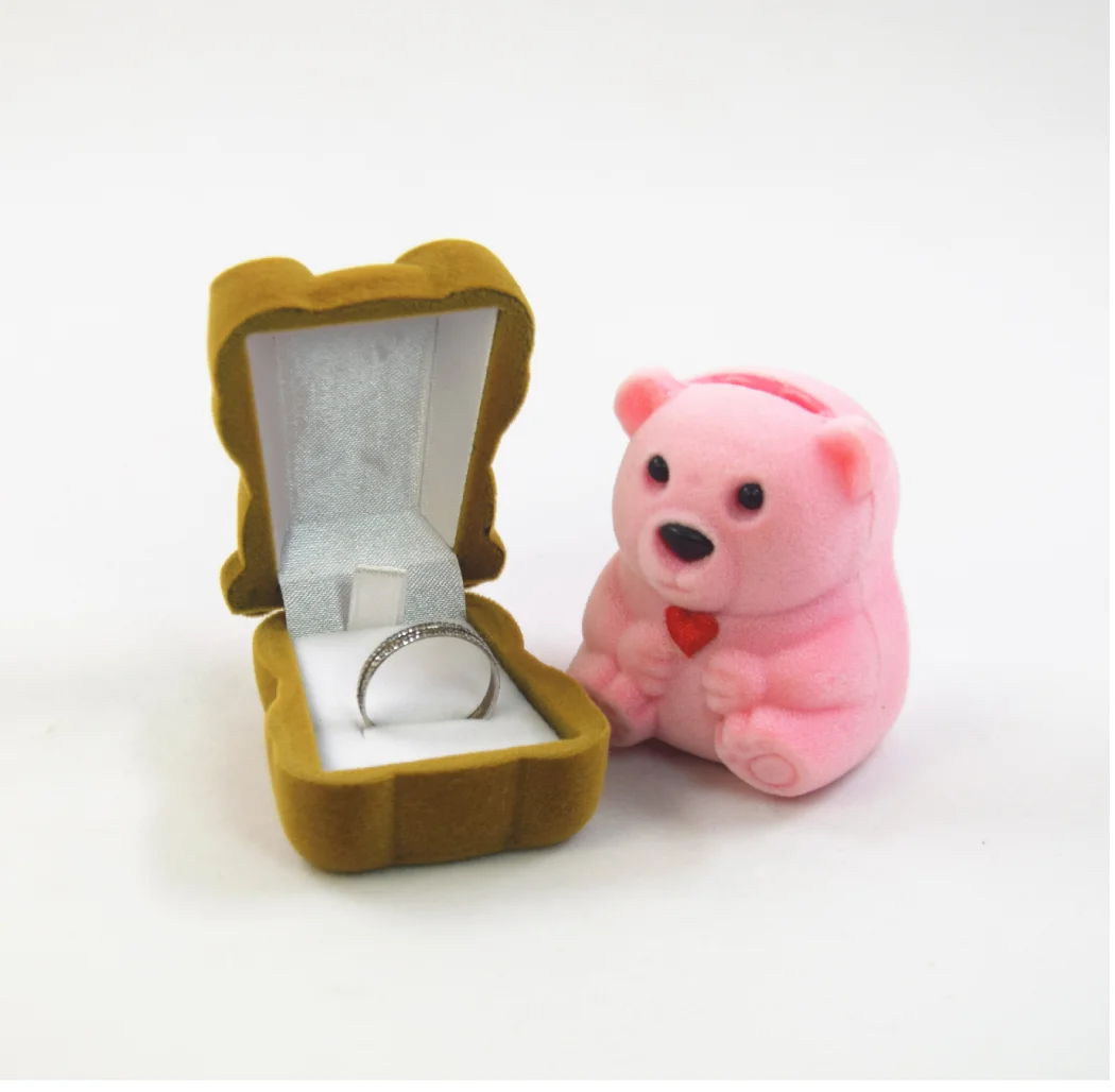 10pcs/lot creative style ring stud earring necklace jewelry storage box mini bear shape jewelry box