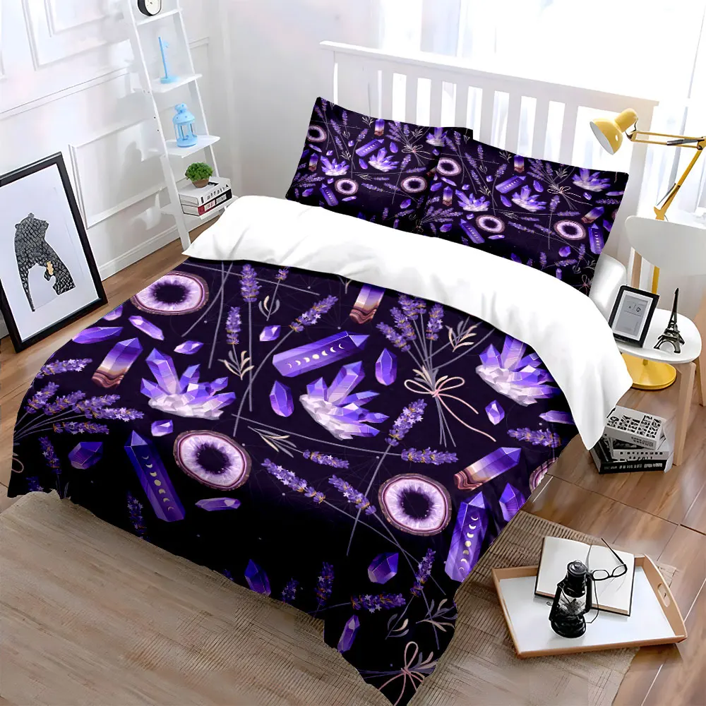 Crystal Lavender Decorative Set Bedding Set with 1 Duvet Cover 2 Pillowcases Single Double King Queen, Gift