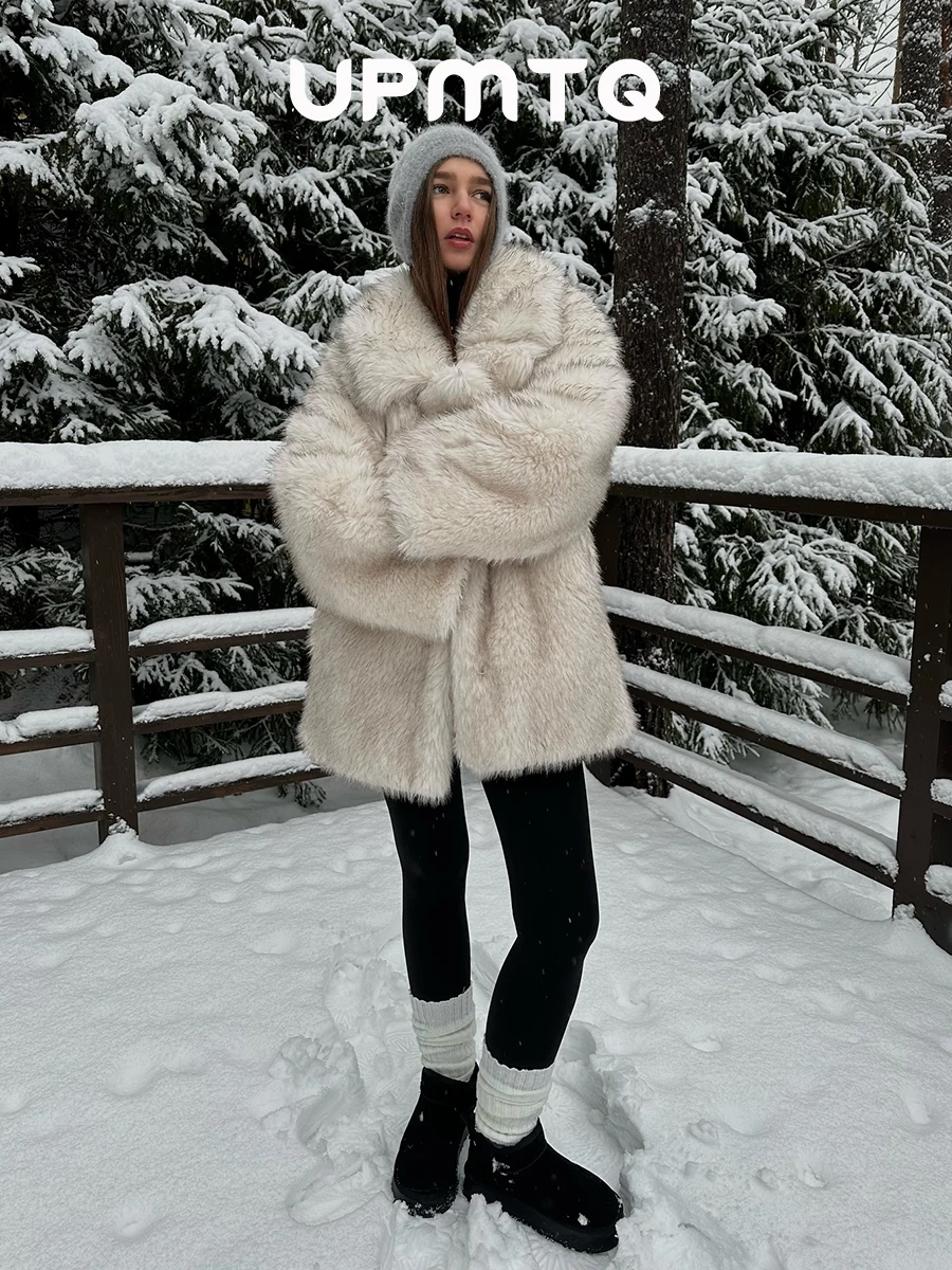 Brown Lapel Collar Warm Winter Cozy Coat Furry Faux Fur Jacket 2024 Fashion Vintage Iconic Vibe Outfit Fluffy Streetwear