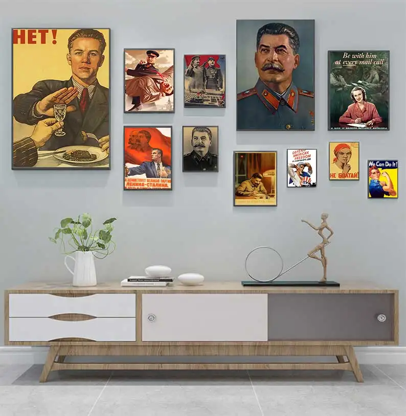 Buy Three Get Four USSR CCCP Russian Stalin Portrait Poster Prints Vintage Home Room Art Wall Decoration Soviet Retro Painting