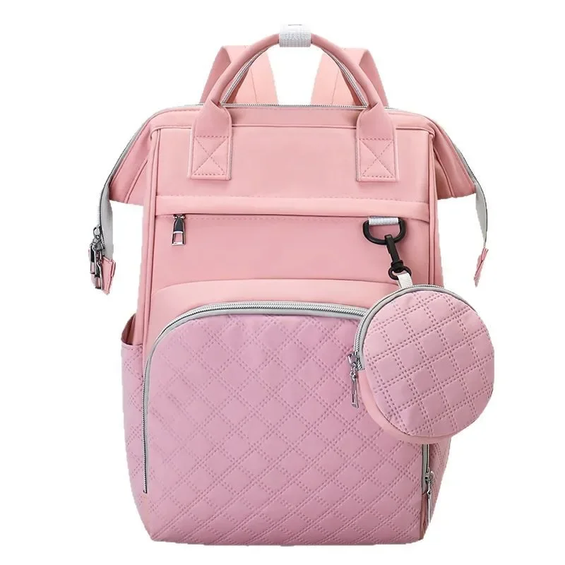 กระเป๋าเดินทางอเนกประสงค์กันน้ำพร้อมแผ่นรองเปลี่ยนผ้าอ้อม สายรัดรถเข็นเด็ก ขนาดใหญ่สำหรับคุณแม่ กระเป๋าเป้ใส่ผ้าอ้อมเด็ก อุปกรณ์จำเป็นสำหรับเด็ก