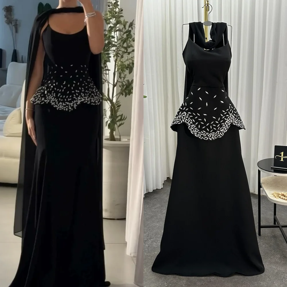 

Customized Classic Simple Jersey Tiered Sequined Ruched A-line Spaghetti strap Long Dresses Bespoke Occasion Dresses Exquisite
