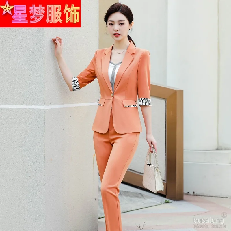 ชุดสตรี Jacket2023ฤดูใบไม้ผลิและฤดูใบไม้ร่วงสไตล์ใหม่ High-end Elegant Slim-Fit Professional Workwear ชุดแฟชั่นชุด